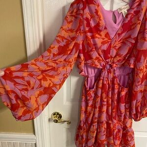 Jessica Simpson Red and Orange Wrap Sundress